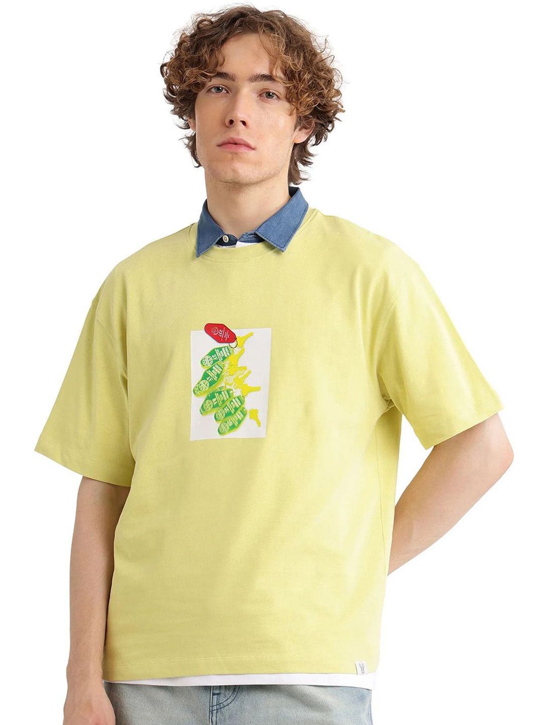 RARE RABBIT Men Graphic Printed Round Neck Cotton T-shirt