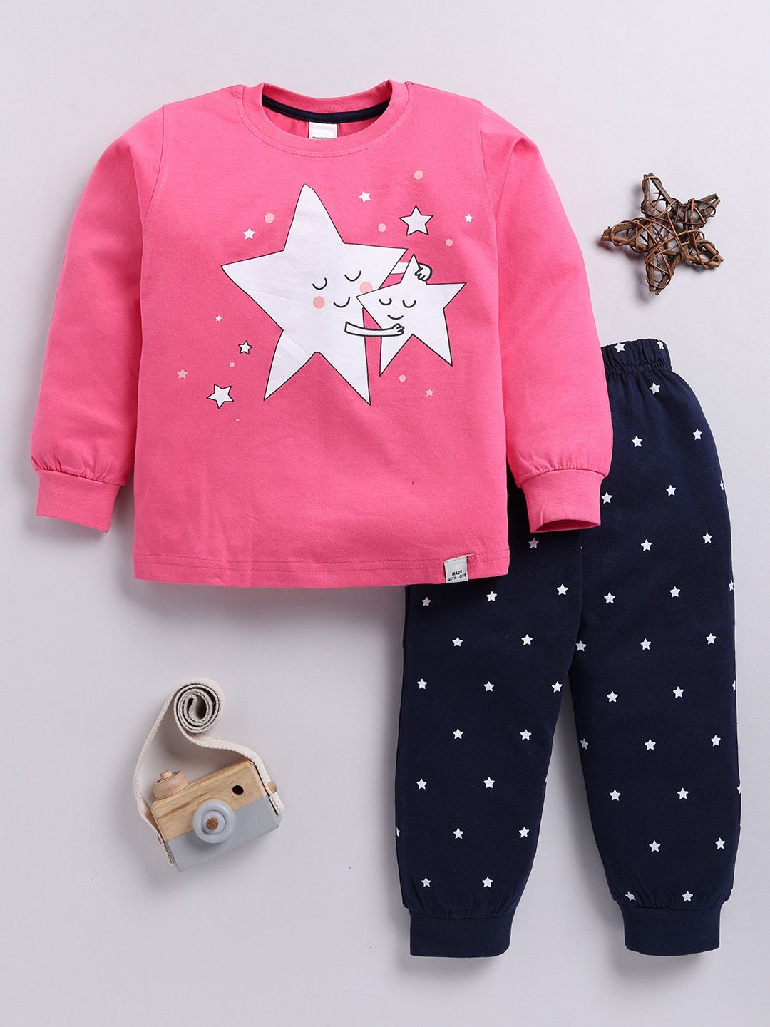 Moms Love Girls Printed Pure Cotton T-Shirt With Joggers