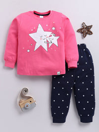 Moms Love Girls Printed Pure Cotton T-Shirt With Joggers