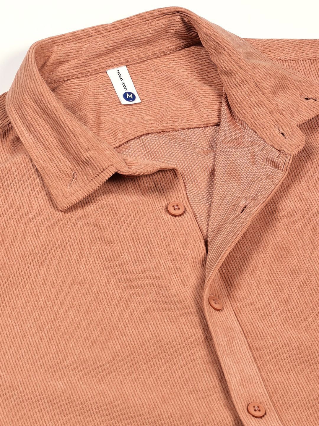 Thomas Scott Men Premium Corduroy Slim Fit Button-Down Collar Casual Shirt