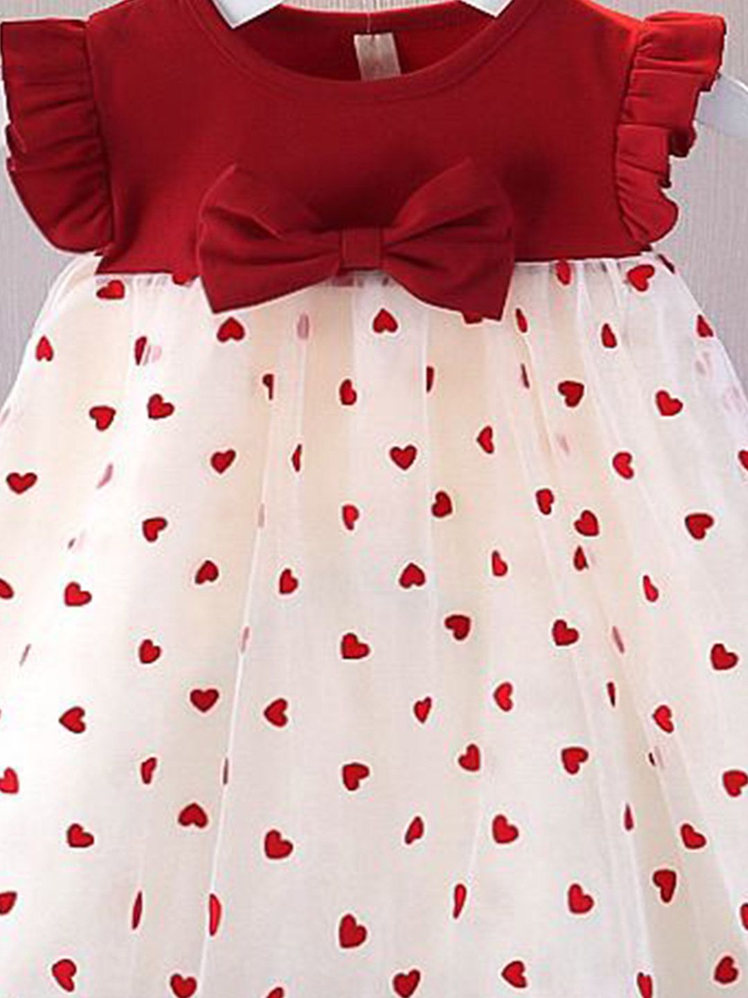 YK Girls Graphic Printed Round Neck Flutter Sleeves A-Line Dress