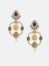 Priyaasi Silver-Pakal Batu Kontemporari Berkala & Manik-manik Anting-anting Kemp