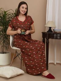 Sweet Dreams Women's Pure Cotton Printed Maxi Nightdress