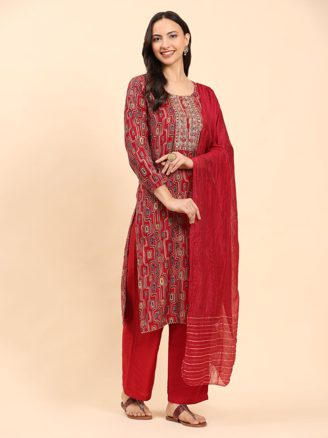 Mamicha Women Floral Printed Regular Pure Cotton Kurta with Palazzos & With Dupatta
