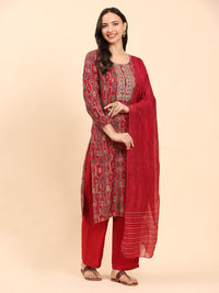 Mamicha Women Floral Printed Regular Pure Cotton Kurta with Palazzos & With Dupatta
