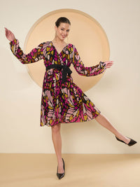 Antheaa Floral Print Georgette Dress