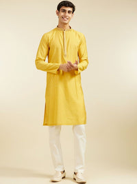 Diwas by Manyavar Geometric Woven Design Mandarin Collar Straight Kurta