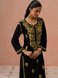 Rumah Wanita Chikankari Motif Etnik Bersulam Kurta Chikankari