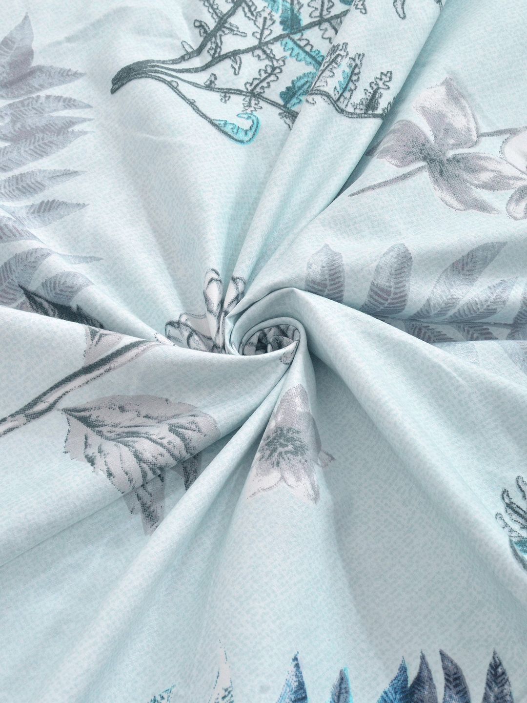 Aura Blue & Grey Floral Printed Set Cadar King 300 TC 2.5 x 2.25 m