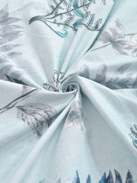 Aura Blue & Grey Floral Printed Set Cadar King 300 TC 2.5 x 2.25 m