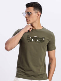 ADRO Typography Printed Round Neck Cotton T-shirt