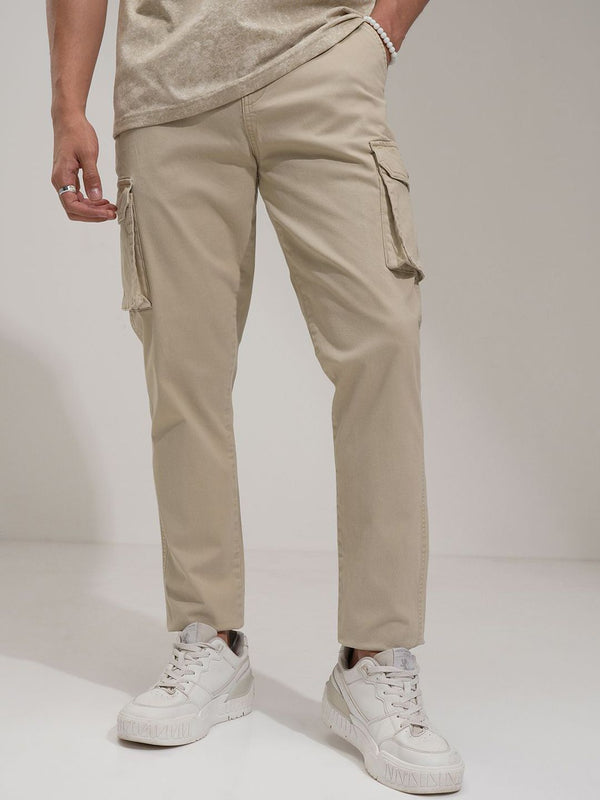 HIGHLANDER Men Comfort Regular Fit Cotton Cargos Trousers