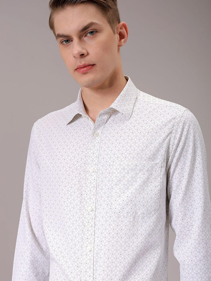 The Indian Garage Co. X Luxe Men Spread Collar Micro Ditsy Printed Slim Fit Formal Shirt