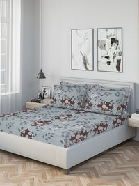 KLOTTHE Grey Printed Dilengkapi 300 TC Double King Cadar Halus Dengan 4 Sarung Bantal