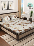 Myntra Elegant Homes White & Beige Geometric 400 TC King Cadar dengan 2 Sarung Bantal
