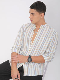 VASTRADO Men Classic Slim Fit Multi Stripes Opaque Striped Casual Shirt