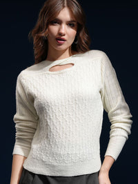 Tokyo Talkies Women Cable Knit Pullover Sweater
