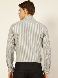 Thomas Scott Men Smart Spread Collar Pinstripes Striped Cotton Formal Shirt