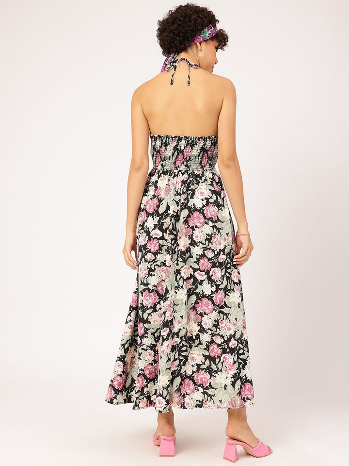 DressBerry Dreamy Drape Halter Neck Floral Maxi Dress