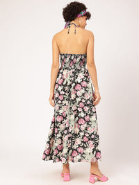 DressBerry Dreamy Drape Halter Neck Floral Maxi Dress