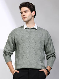 HIGHLANDER Men Self Design Round Neck Long Sleeves Pullover Sweaters