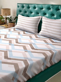 KLOTTHE Beige Abstract Printed Dilengkapi Cadar Katil King Double 300 TC Dengan 2 Sarung Bantal