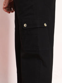 Urbano Fashion Men Black Loose Baggy Fit Cargo Jogger Chino with 6 Pockets Stretchable