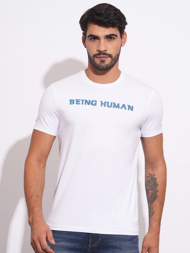 Being Human Men Brand Logo Printed Slim Fit T-shirt