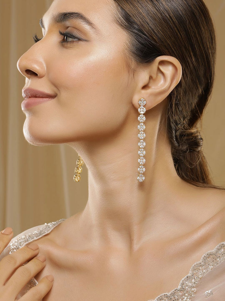 Rubans Premium 22K Ad & Zirconia Studded Luxury Drop Earrings