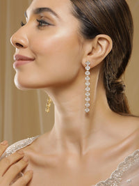 Rubans Premium 22K Ad & Zirconia Studded Luxury Drop Earrings