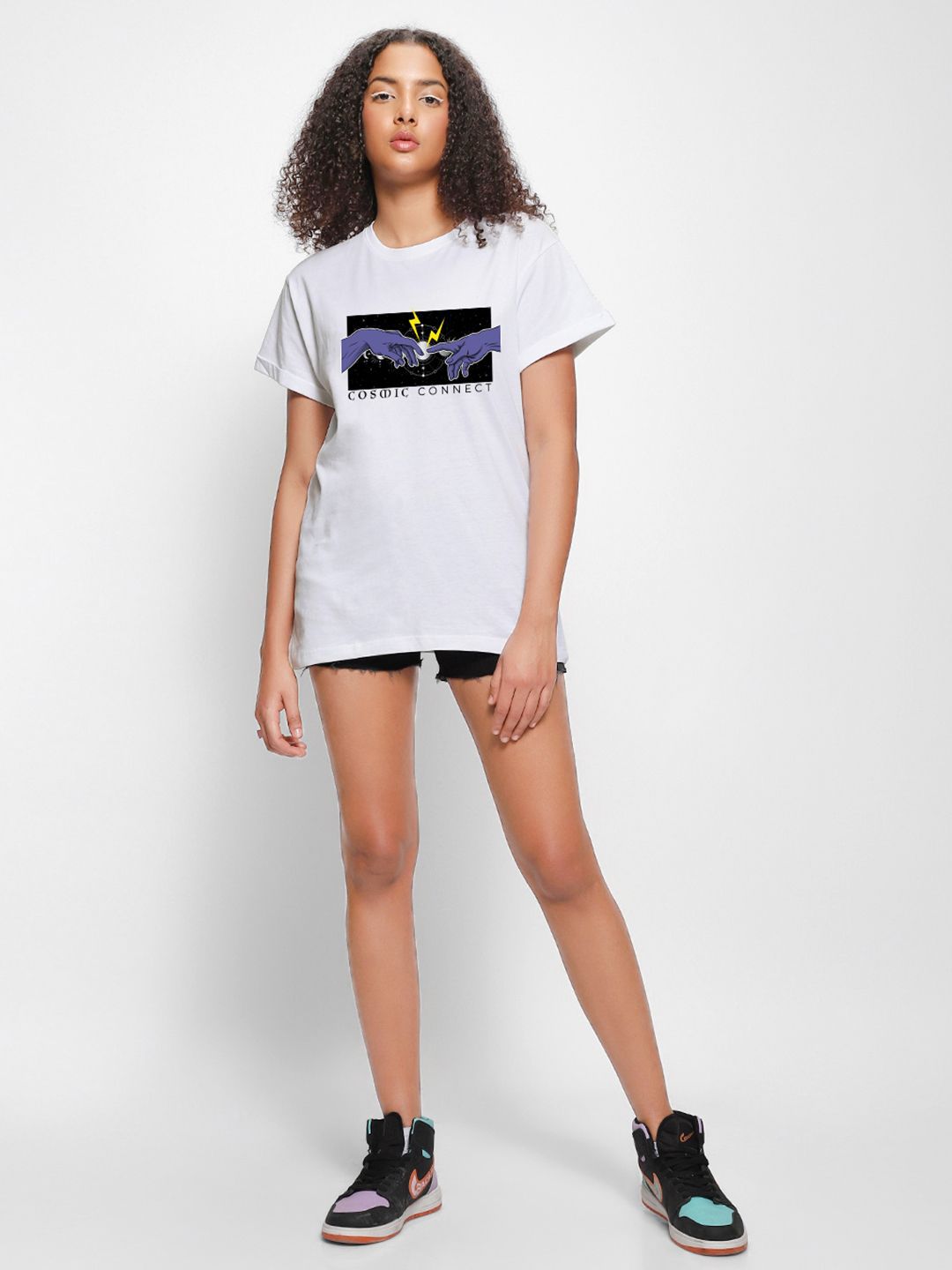 Bewakoof Women Graphic Printed Round Neck Pure Cotton Relaxed Fit T-shirt