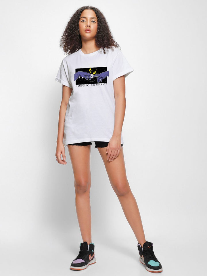 Bewakoof Women Graphic Printed Round Neck Pure Cotton Relaxed Fit T-shirt