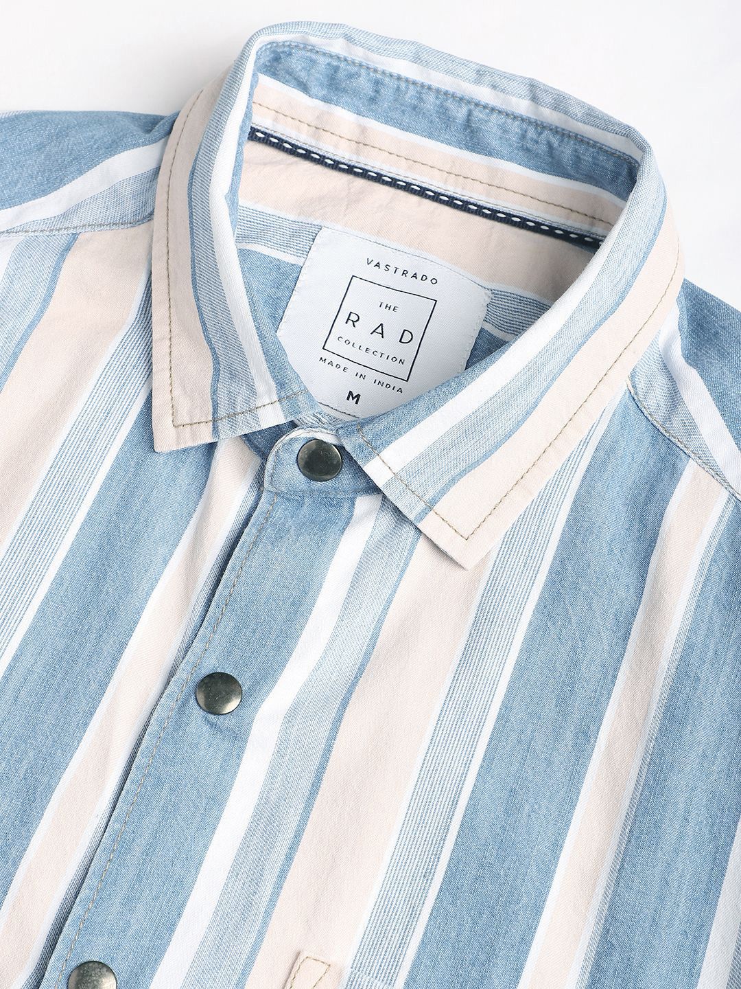 VASTRADO Men Classic Fit Spread Collar Multi Striped Cotton Casual Shirt