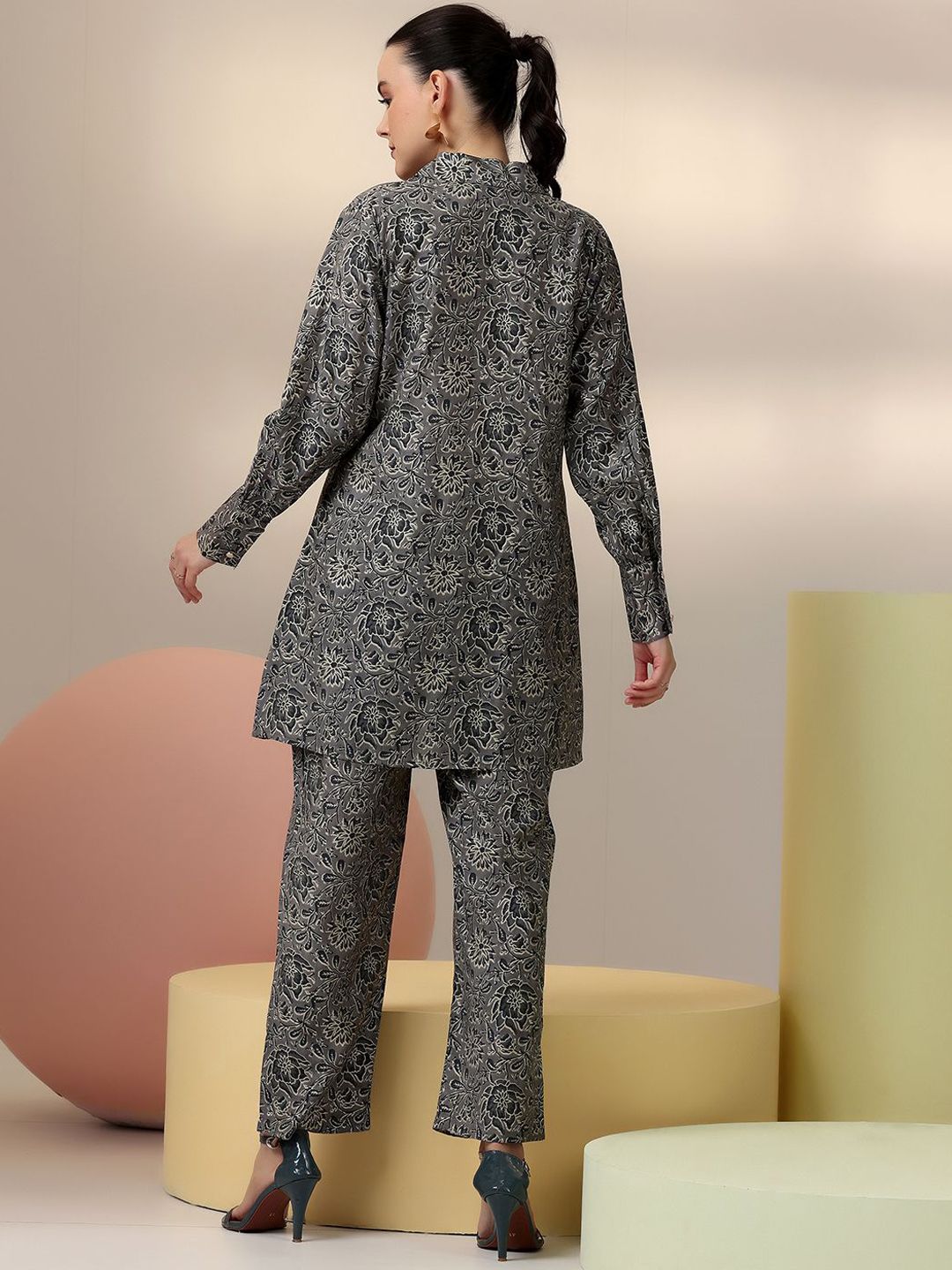 Libas Floral Printed Long Sleeves Shirt With Trousers