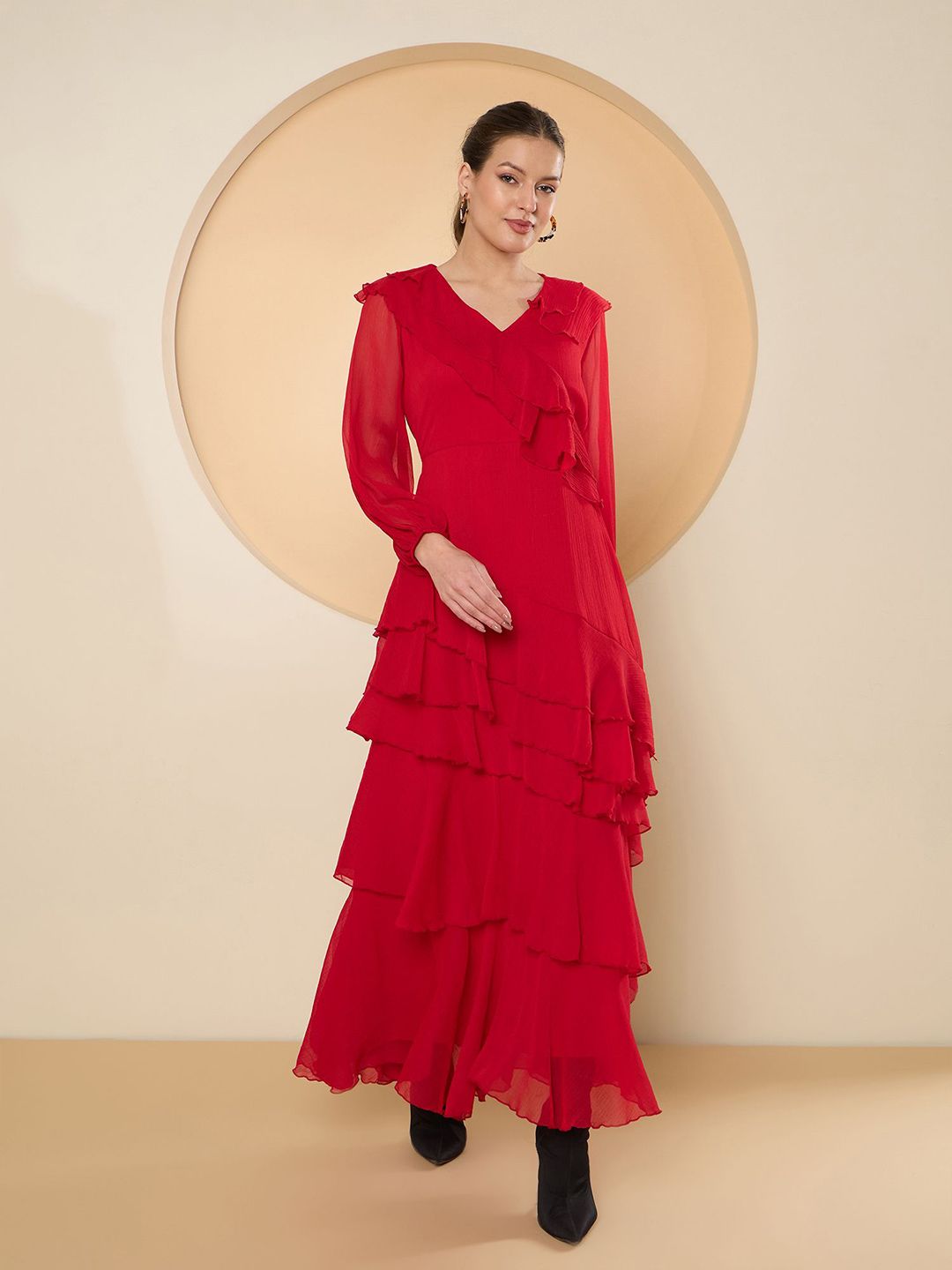 Antheaa Chiffon A-Line Maxi Dress