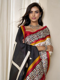 KALINI Typography Digital Printed Saree with Blouse Piece