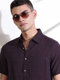 Thomas Scott Men Smart Slim Fit Spread Collar Textured Casual Shirt