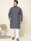 SOJANYA PLUS Motif Etnik Bercetak Kolar Mandarin Kurta Lurus Kapas Tulen dengan Piyama