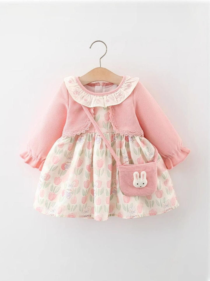 YK Floral Print Fit & Flare Dress