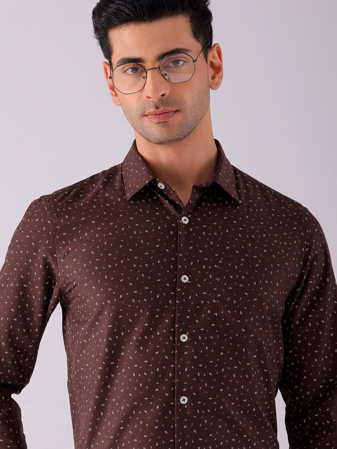 The Indian Garage Co. X Luxe Men Spread Collar Micro Ditsy Printed Slim Fit Formal Shirt