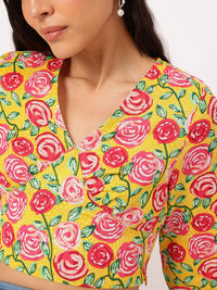 DressBerry Blush Blossom Floral Printed Empire Crop Top