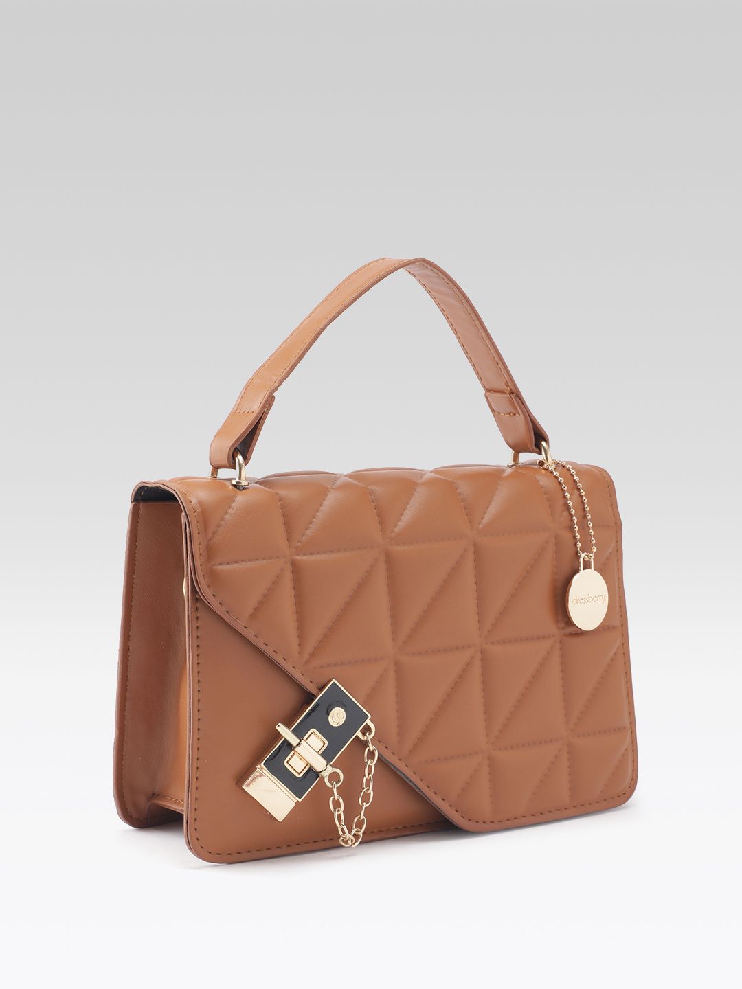 DressBerry Quilted Structured Satchel Bag