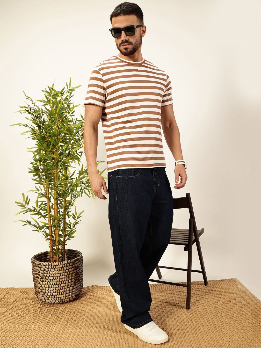 Thomas Scott Men Anti Odour Striped Round Neck T-shirt