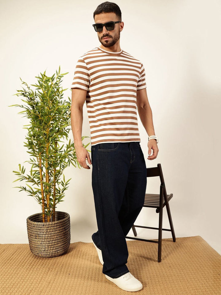 Thomas Scott Men Anti Odour Striped Round Neck T-shirt