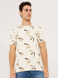 SPYKAR Men Conversational Printed Round Neck Cotton Slim Fit T-shirt