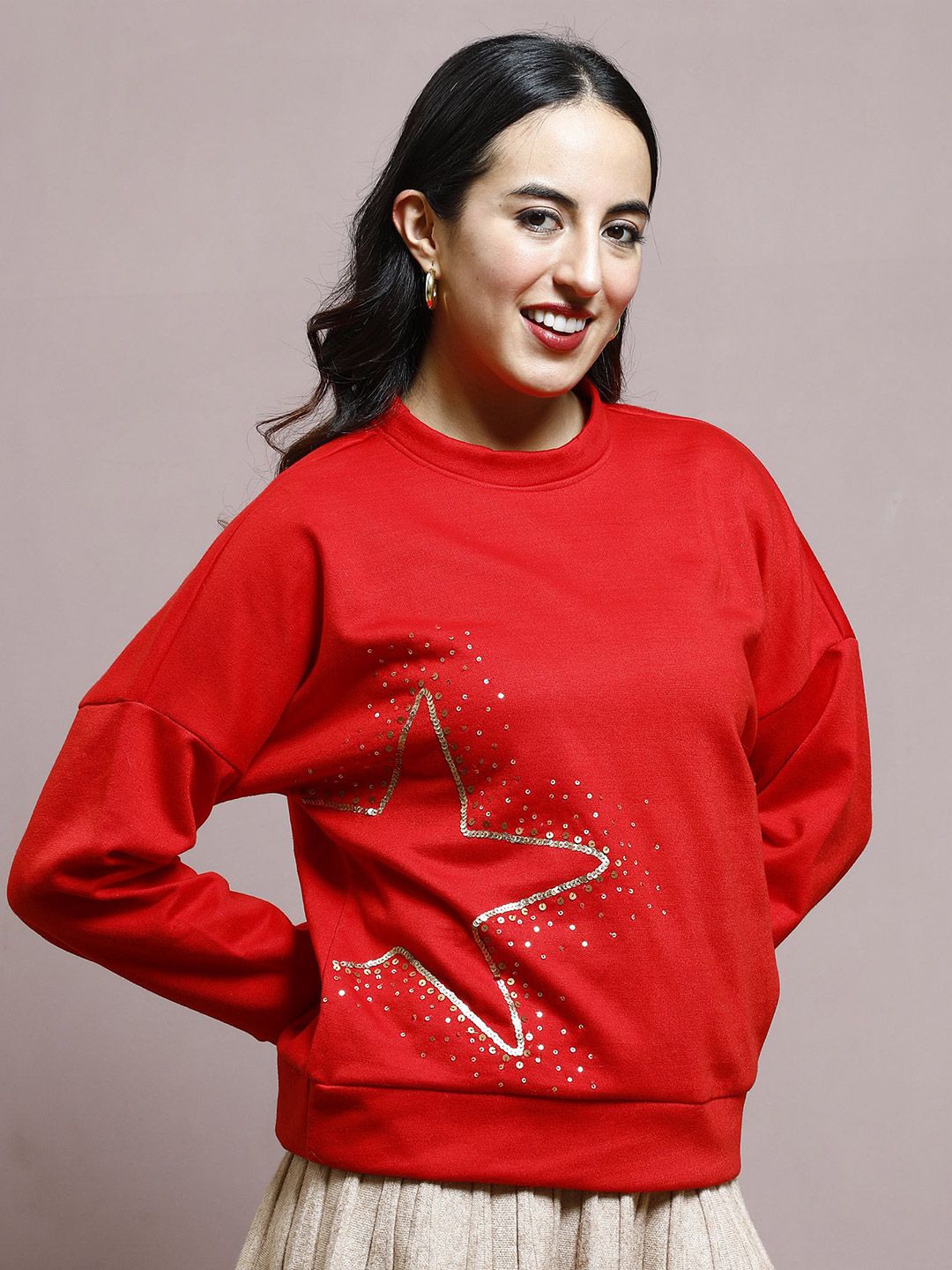 Athena Women Embellished Sequined Sweatshirt