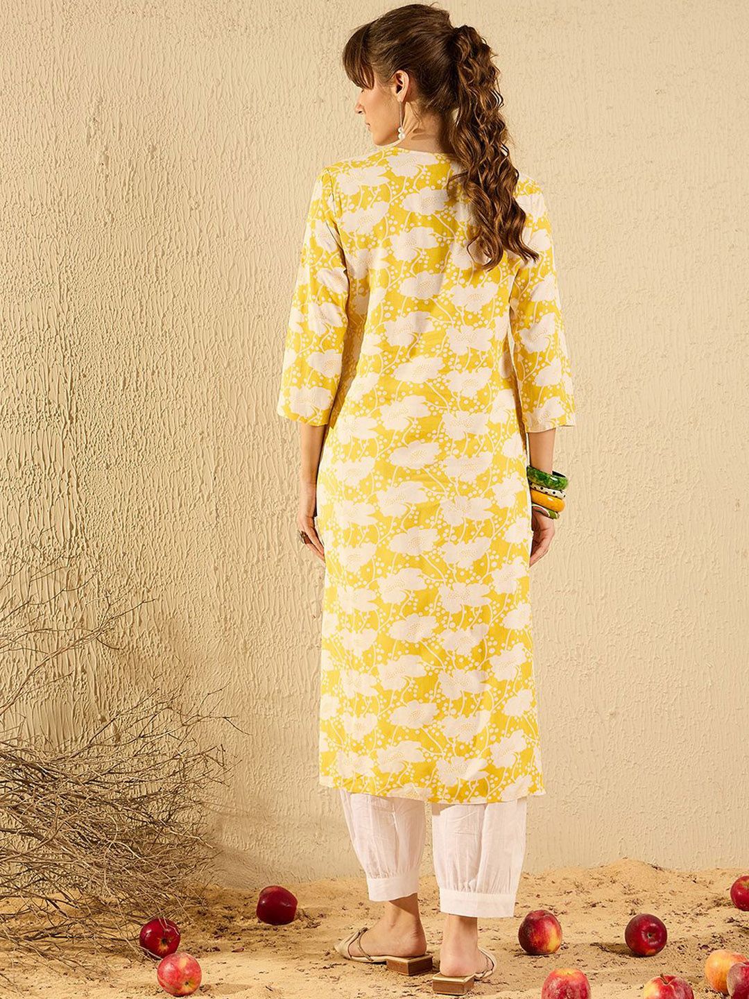 Indo Era Women Yoke Design Flared Sleeves Kurta
