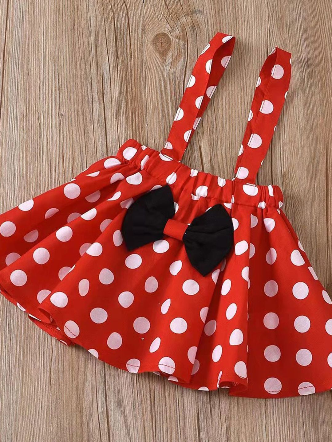 YK Girls Polka Dot Printed Bow Detail Pinafore Maxi Dress with Headband