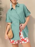 DressBerry Casual Roll Up Sleeves Oversized Shirt