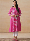 House of Chikankari Women Solid Fuchsia Cotton A-Line Kurta